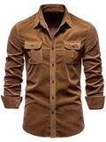 Men's Full Size Collared Neck Button Down Shirt with Chest Pockets Plus Size - Trendsi - Flyclothing LLC