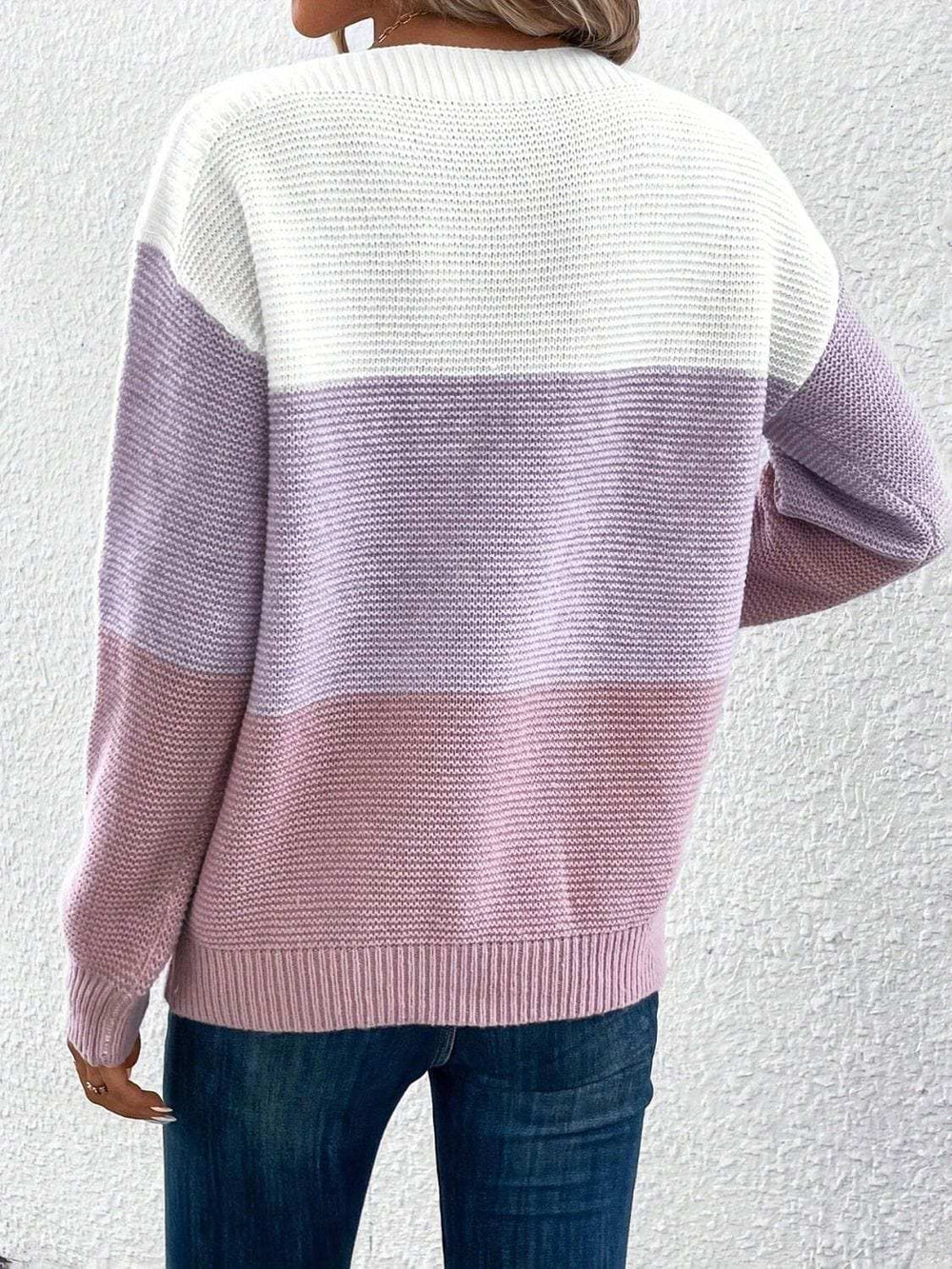 Color Block Boat Neck Sweater - Trendsi - Flyclothing LLC