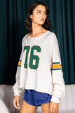 Number 76 Round Neck Long Sleeve Top - Trendsi - Flyclothing LLC