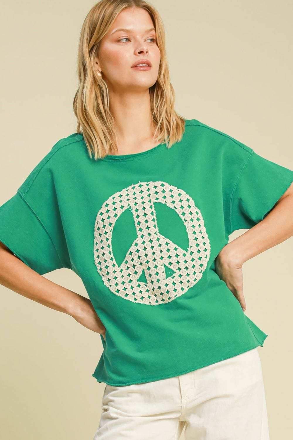 Umgee Full Size Mineral Wash T-Shirt with Lace Applique Plus Size - Trendsi - Flyclothing LLC