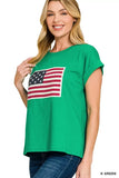 Zenana US Flag Round Neck Short Sleeve T-Shirt - Trendsi - Flyclothing LLC