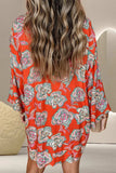 Printed Button Up Three-Quarter Sleeve Shirt Dress - Trendsi - Flyclothing LLC