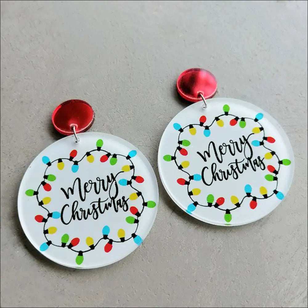 Christmas Themed Acrylic Dangle Earrings - Trendsi - Flyclothing LLC