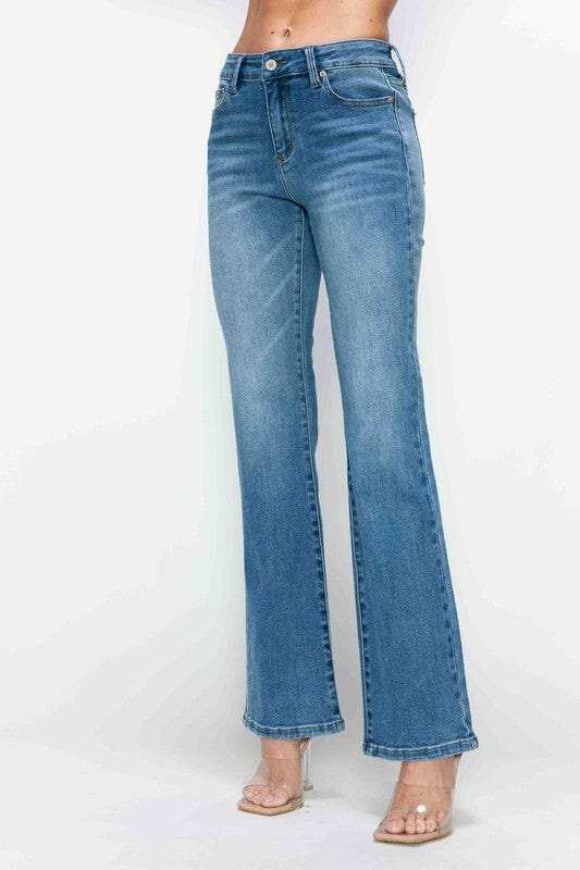 bytos Full Size Cat's Whiskers Mid Rise Bootcut Jeans - Trendsi - Flyclothing LLC