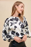Annie Wear Frill Printed Balloon Sleeve Blouse - Trendsi - Flyclothing LLC