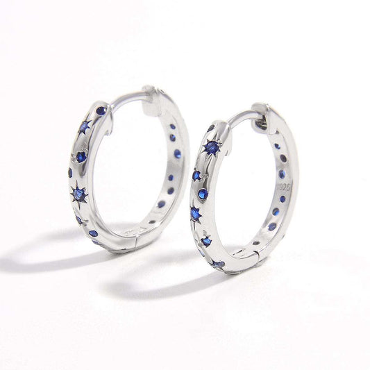 925 Sterling Silver Inlaid Zircon Huggie Earrings - Trendsi - Flyclothing LLC