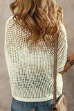 Flower Round Neck Half Sleeve Knit Cover Up - Trendsi - Flyclothing LLC