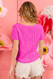 BiBi Cable Knit Short Sleeve Sweater - Trendsi - Flyclothing LLC