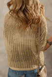 Flower Round Neck Half Sleeve Knit Cover Up - Trendsi - Flyclothing LLC