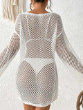 Openwork V-Neck Slit Cover-Up - Trendsi - Flyclothing LLC