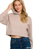 Zenana Drop Shoulder Ribbed Crop Hoodie - Trendsi - Flyclothing LLC