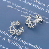 925 Sterling Silver Moissanite Lucky Clover Earrings - Trendsi - Flyclothing LLC