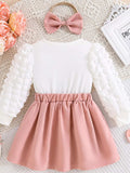 Children's Heart Bowknot Decor Dress with Headband - Trendsi - Flyclothing LLC