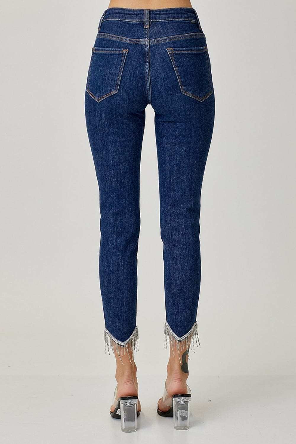 RISEN Full Size Embellished Mid Rise Crop Skinny Jeans - Trendsi - Flyclothing LLC