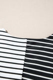 Stripe Two Tone Colorblock V-Neck T-Shirt - Trendsi - Flyclothing LLC