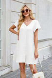 Tied Button Up Short Sleeve Mini Shirt Dress - Trendsi - Flyclothing LLC