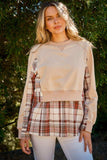 And The Why Full Size Double Layered Plaid Contrast Sweatshirt - Trendsi - Flyclothing LLC
