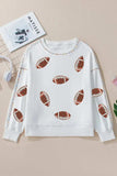 Sequin Football Round Neck Long Sleeve Sweatshirt - Trendsi - Flyclothing LLC