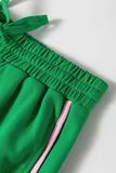 Two Tone Contrast Textured Crewneck Tee and Shorts Set - Trendsi - Flyclothing LLC
