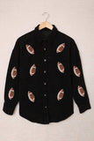 Sequin Football Button Up Long Sleeve Jacket - Trendsi - Flyclothing LLC