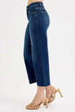 RISEN Full Size Tummy Control High Rise Crop Wide Jeans Plus Size - Trendsi - Flyclothing LLC