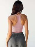 Ribbed V-Neck Halter Tank Top - Trendsi - Flyclothing LLC
