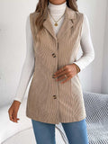 Button-Front Longline Vest Coat - Trendsi - Flyclothing LLC