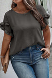 Plus Size Ruffled Round Neck Short Sleeve Blouse - Trendsi - Flyclothing LLC
