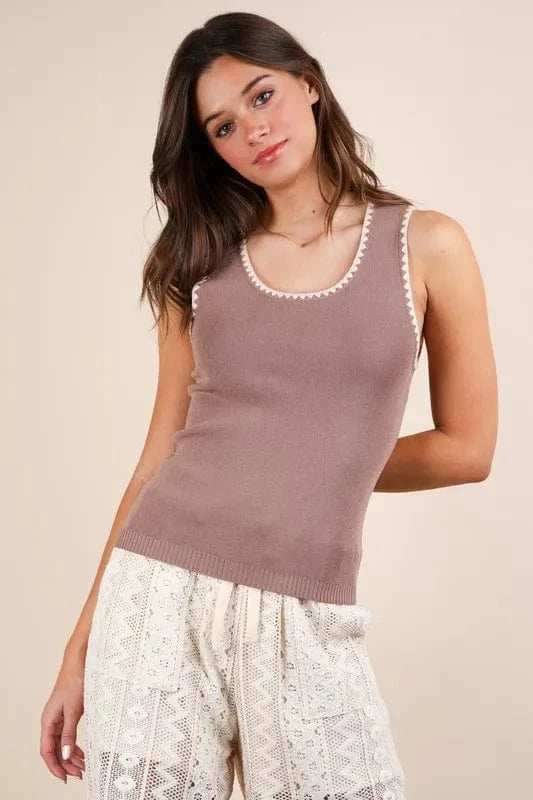 VERY J Blanket Style Sleeveless Knit Tank - Trendsi - Flyclothing LLC