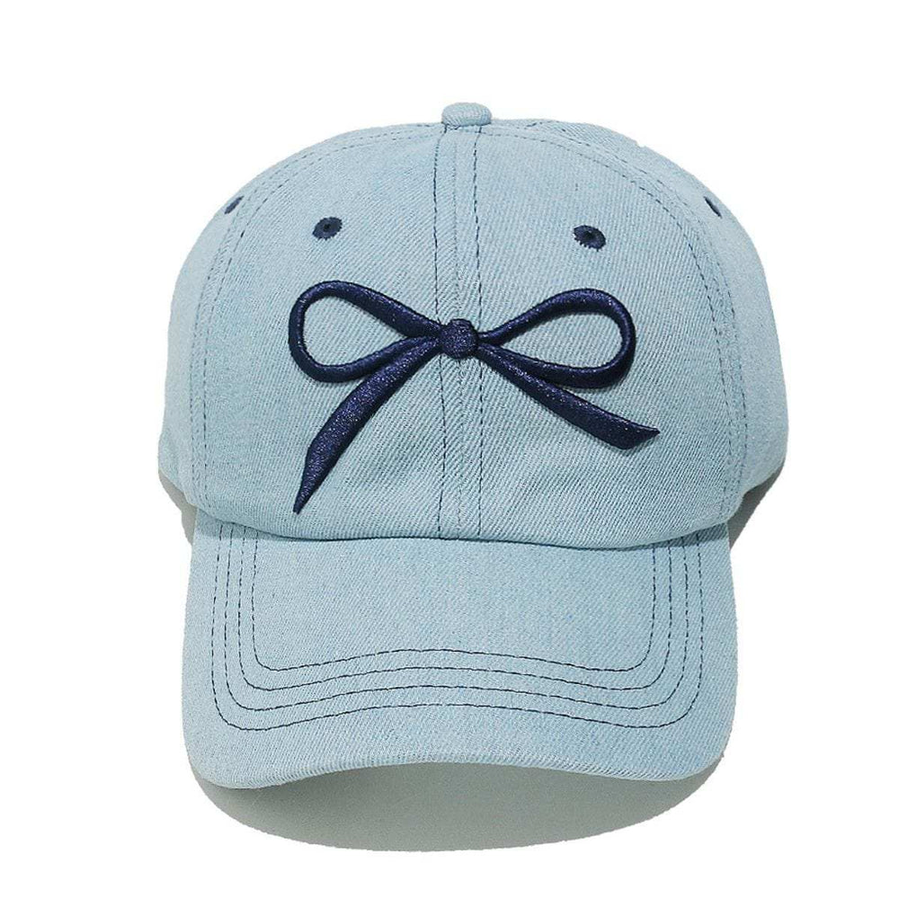 Bow Embroidered Denim Baseball Cap - Trendsi - Flyclothing LLC