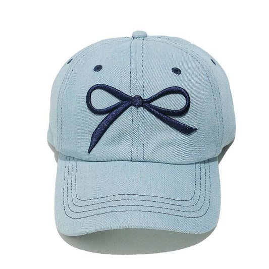 Bow Embroidered Denim Baseball Cap - Trendsi - Flyclothing LLC