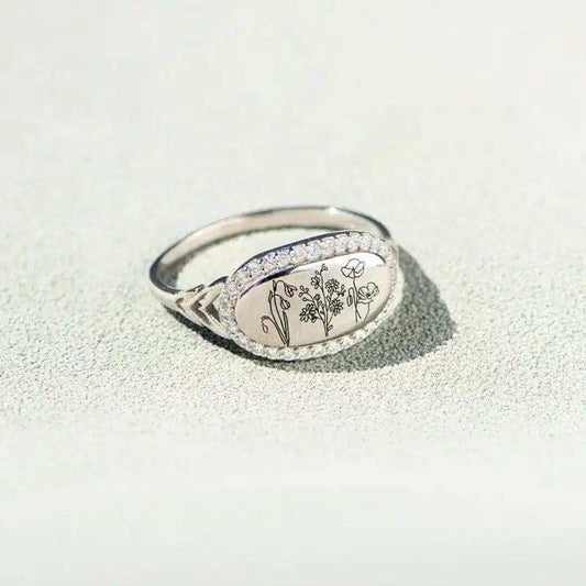 Flower Epoxy Gum Oil Inlaid Zircon Ring - Trendsi - Flyclothing LLC