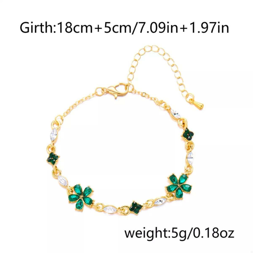 18K Gold-Plated Rhinestone Flower Bracelet - Trendsi - Flyclothing LLC