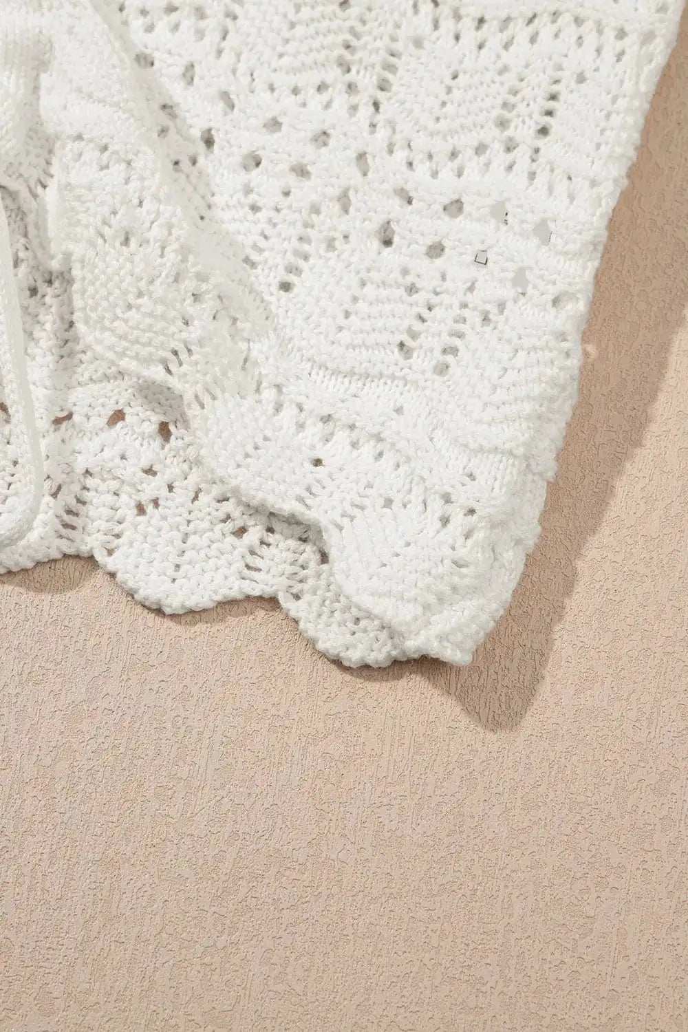 Hollowed Knit V Neck Drawstring Sweater Vest - Trendsi - Flyclothing LLC