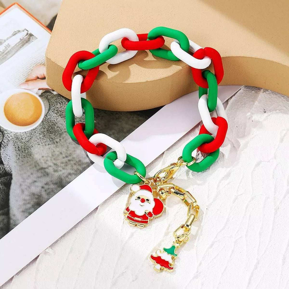 Christmas Festive Chain Link Bracelet with Santa Charm - Trendsi - Flyclothing LLC