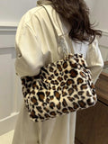 Faux Fur Leopard Shoulder Bag - Trendsi - Flyclothing LLC
