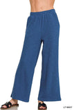 Zenana Cotton Slub Wide Leg Pants - Trendsi - Flyclothing LLC