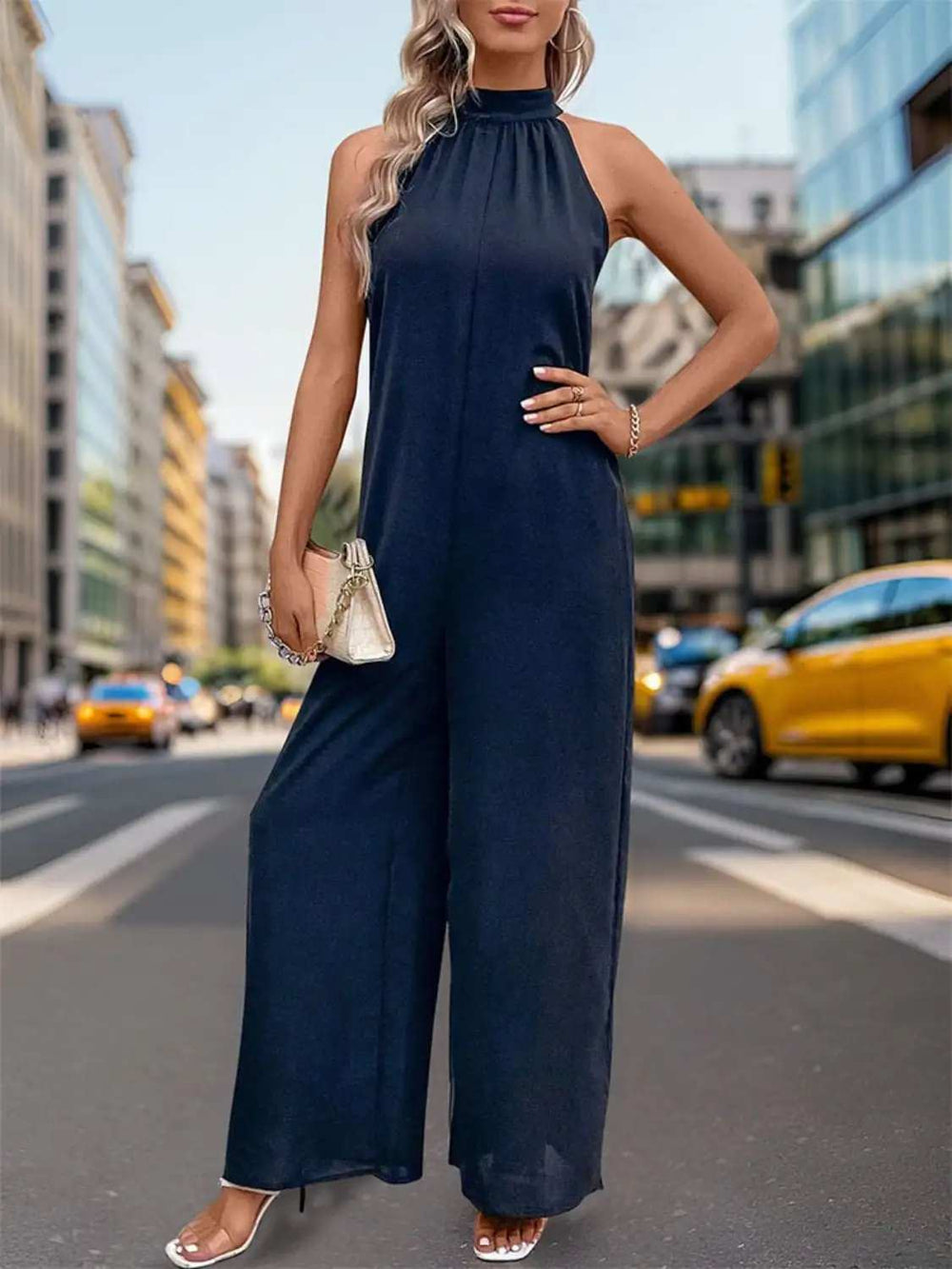 Tied Grecian Wide Leg Jumpsuit - Trendsi - Flyclothing LLC