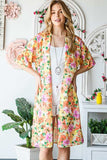 Heimish Full Size Half Sleeve Multi Color Floral Open Cardigan Plus Size - Trendsi - Flyclothing LLC
