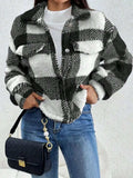 Decorative Pocket Flap Plaid Long Sleeve Jacket - Trendsi - Flyclothing LLC