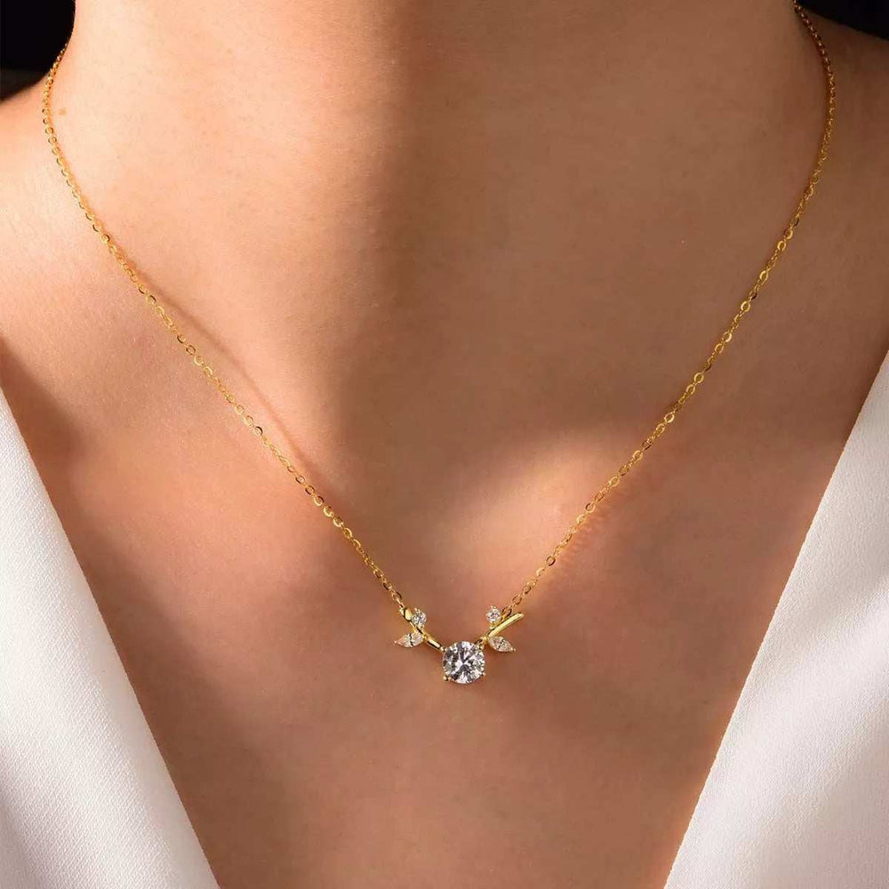 18K Gold-Plated 925 Sterling Silver Moissanite Necklace - Trendsi - Flyclothing LLC