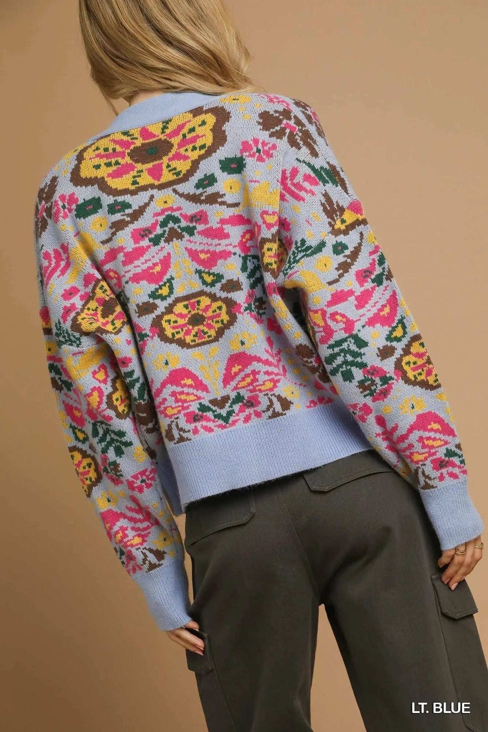 Umgee Floral Knit Button-Up Cardigan - Trendsi - Flyclothing LLC
