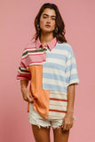 BiBi Mix And Match Stripe Color Block Shirt - Trendsi - Flyclothing LLC