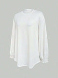 Smocked Cuff Round Neck Long Sleeve T-Shirt - Trendsi - Flyclothing LLC