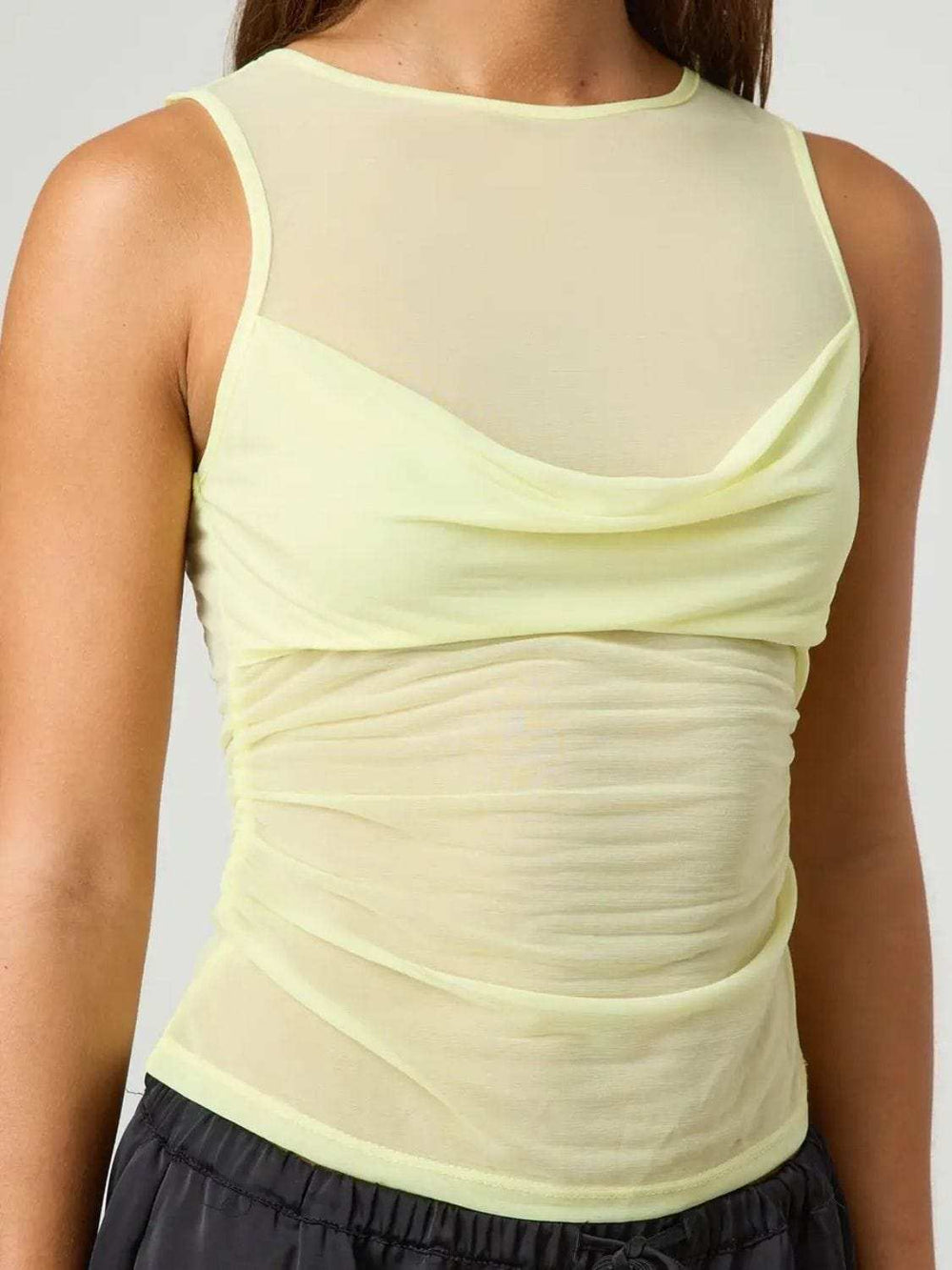 Ruched Round Neck Tank - Trendsi - Flyclothing LLC
