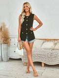 Button Down Round Neck Knit Vest - Trendsi - Flyclothing LLC