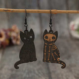 Alloy Hook Wooden Cat Earrings - Trendsi - Flyclothing LLC
