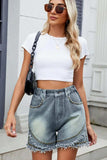 Raw Hem Studded Denim Shorts - Trendsi - Flyclothing LLC