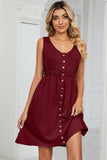 Buttoned Wide Strap Mini Dress - Trendsi - Flyclothing LLC