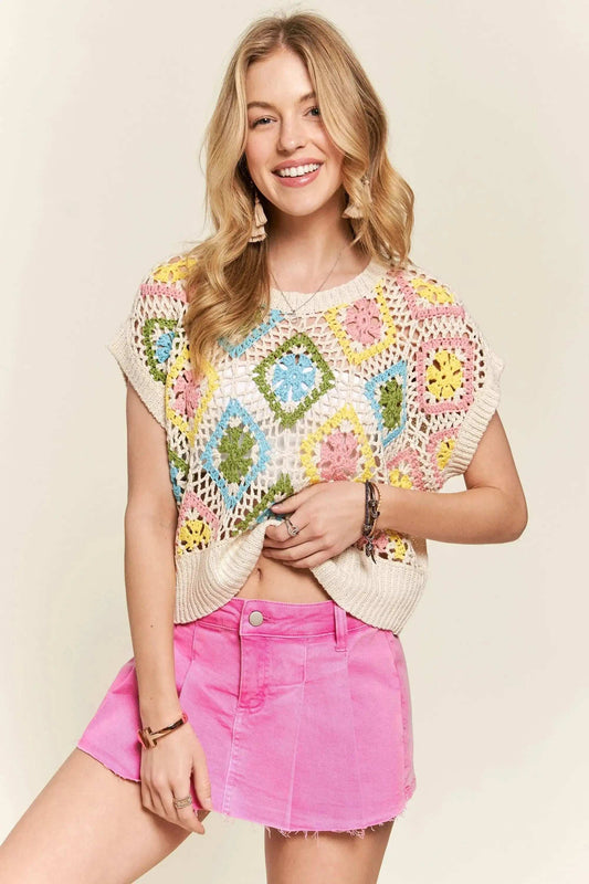ADORA Multicolor Crochet Top - Trendsi - Flyclothing LLC